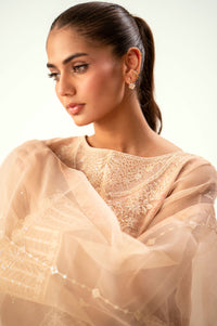 Unstitched 3 Piece Embroidered Digital Printed Silk + Organza Suit