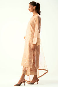 Unstitched 3 Piece Embroidered Digital Printed Silk + Organza Suit