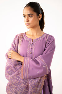 Unstitched 3 Piece Embroidered Cotton Satin Suit