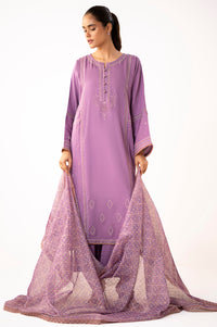 Unstitched 3 Piece Embroidered Cotton Satin Suit