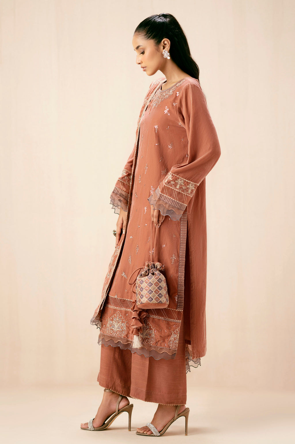 Unstitched 3 Piece Embroidered Velvet Suit