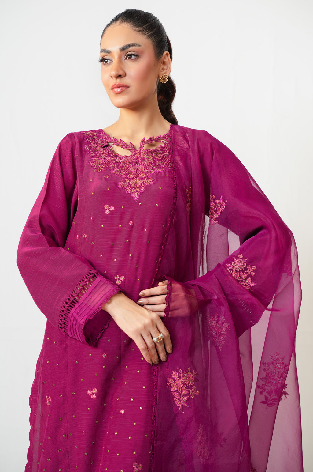UNSTITCHED EMBROIDERED SUIT