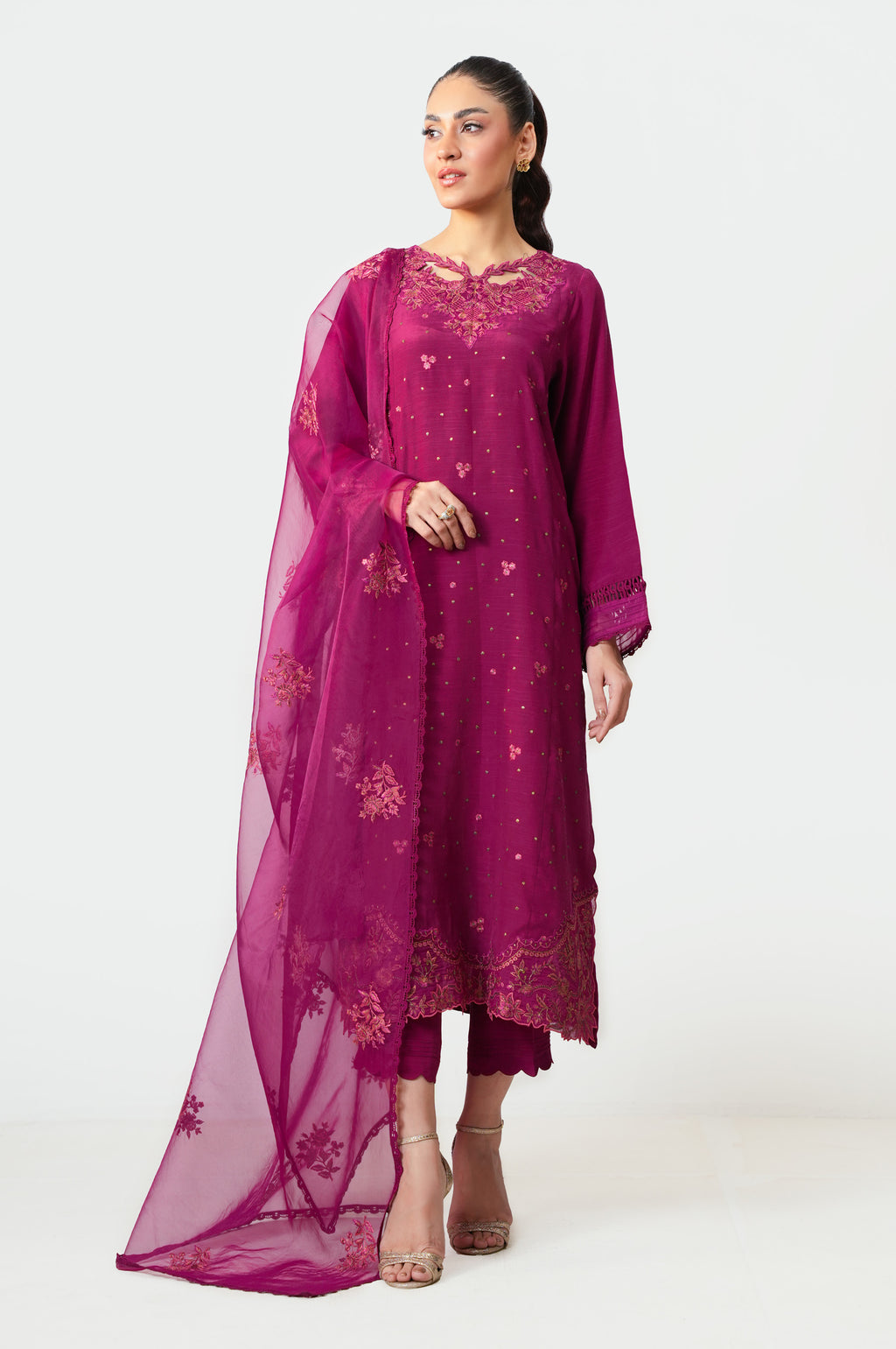 UNSTITCHED EMBROIDERED SUIT