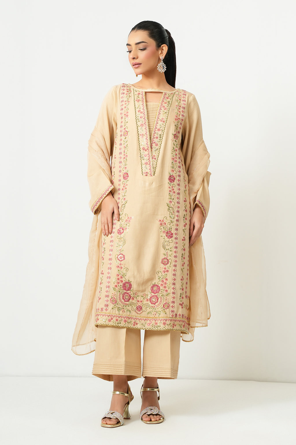 UNSTITCHED EMBROIDERED SUIT