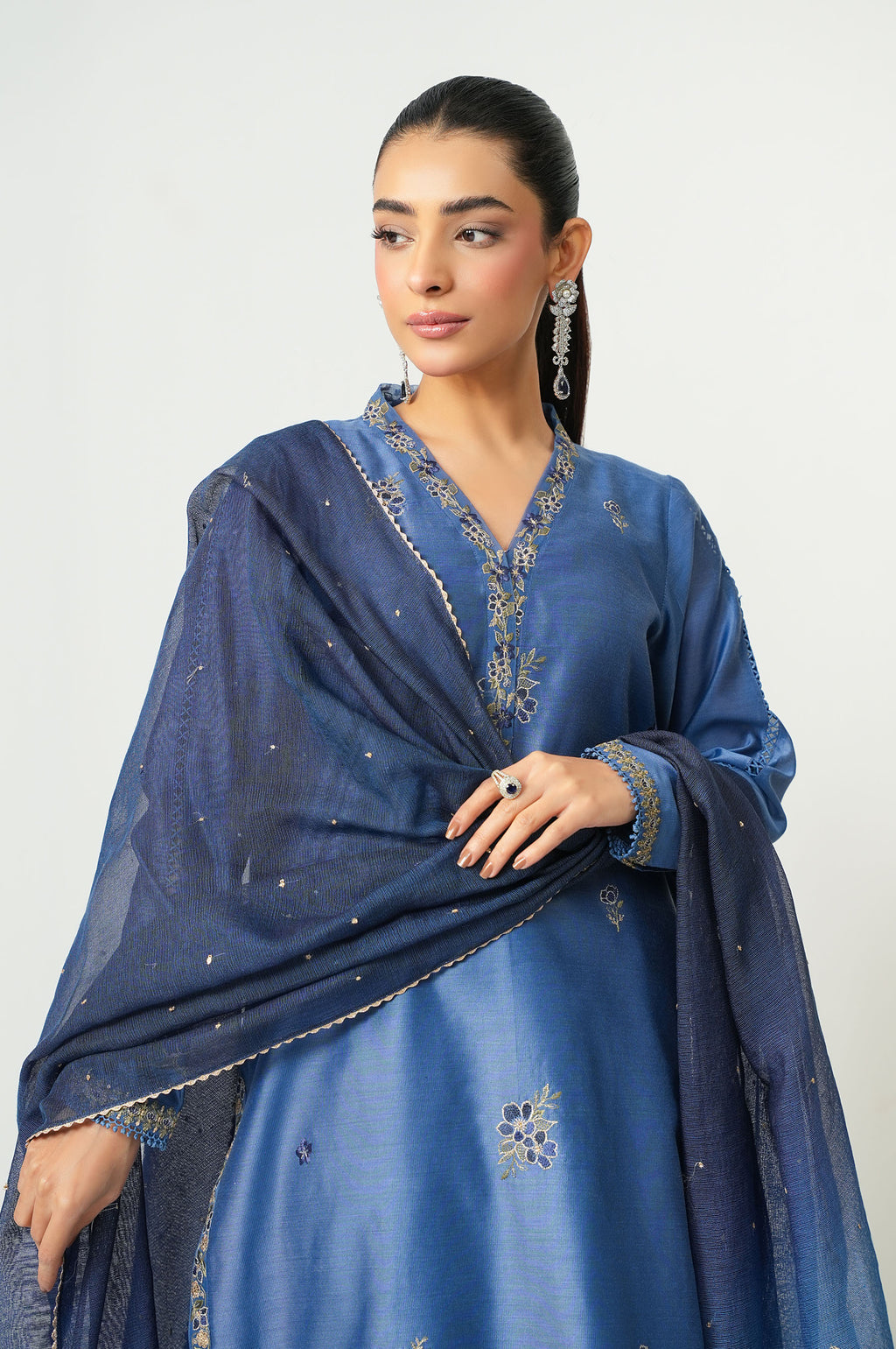 UNSTITCHED EMBROIDERED SUIT