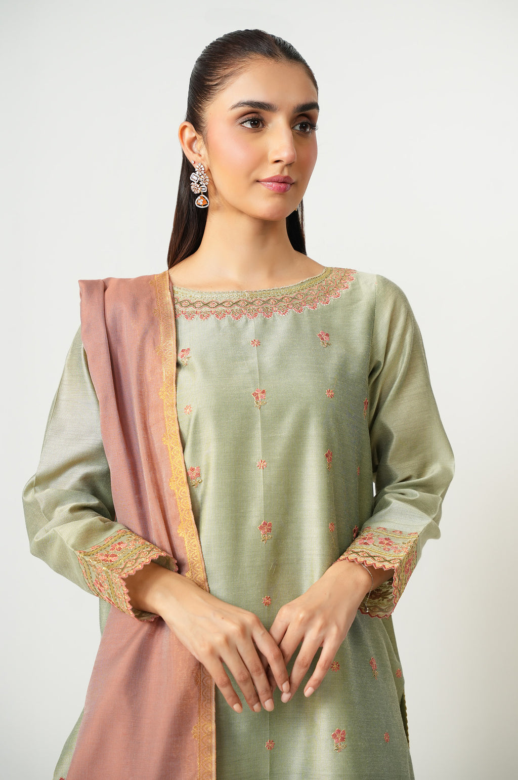 UNSTITCHED EMBROIDERED SUIT