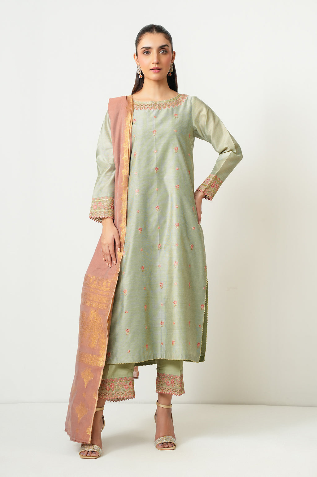UNSTITCHED EMBROIDERED SUIT