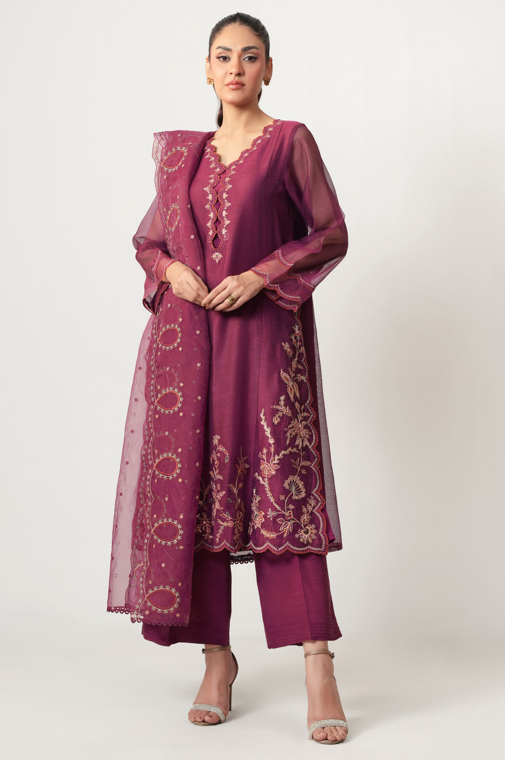 UNSTITCHED EMBROIDERED SUIT