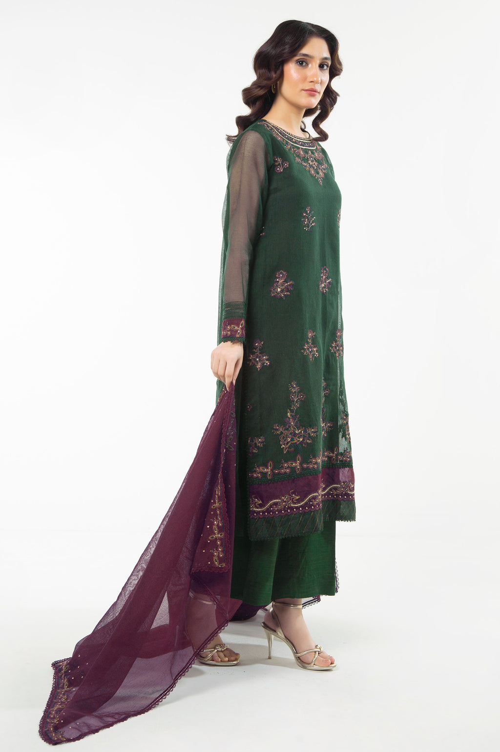 UNSTITCHED EMBROIDERED SUIT