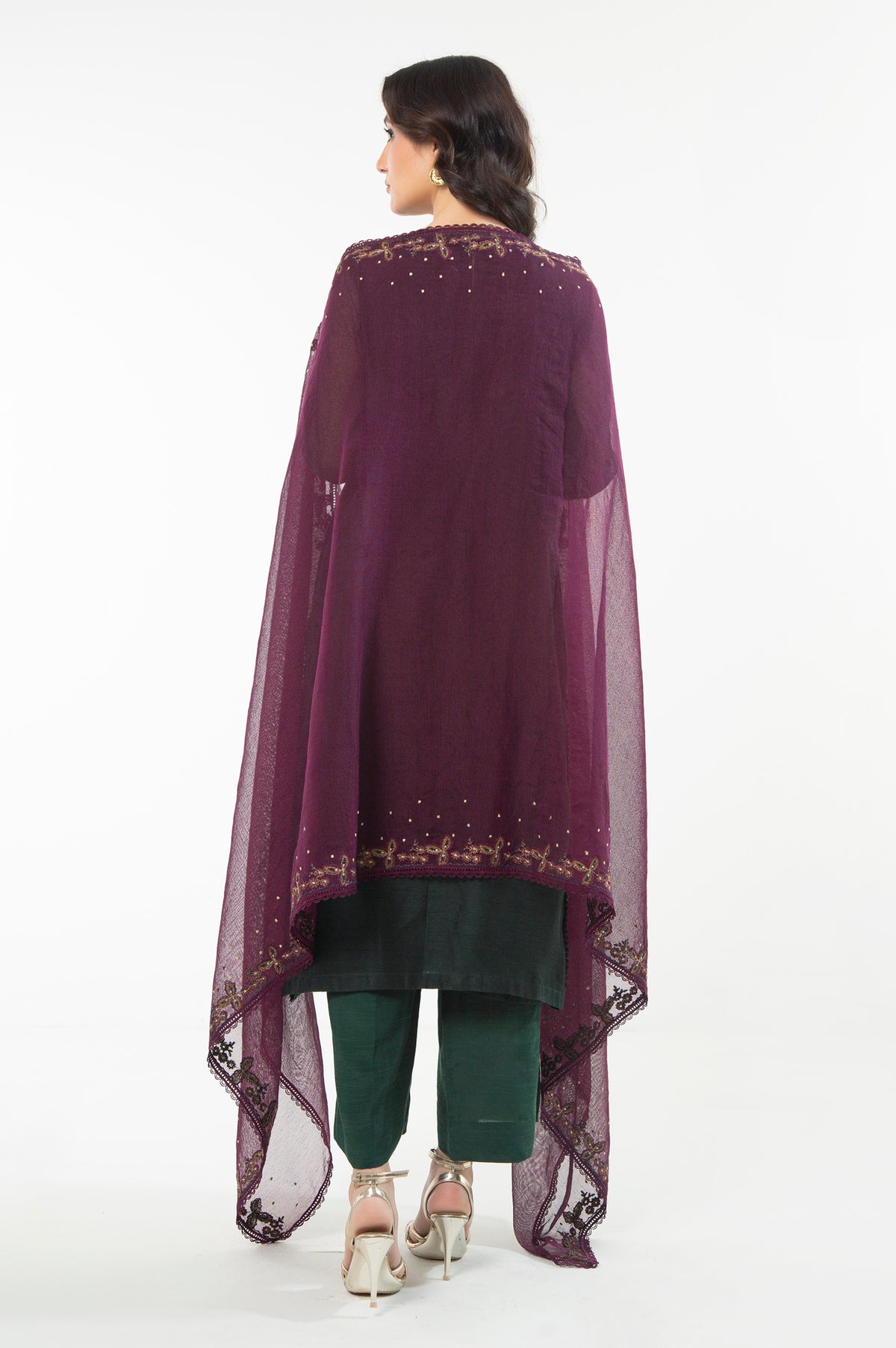EMBROIDERED KHADDI NET UNSTITCHED 3 PIECE SUIT