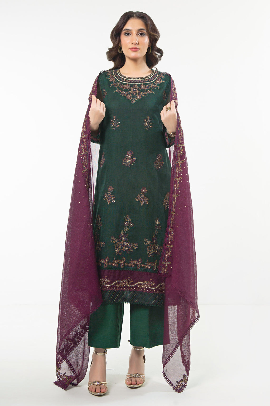 UNSTITCHED EMBROIDERED SUIT