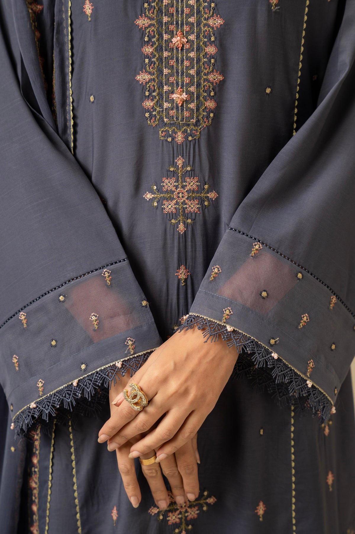 EMBROIDERED RAW SILK UNSTITCHED 3 PIECE SUIT