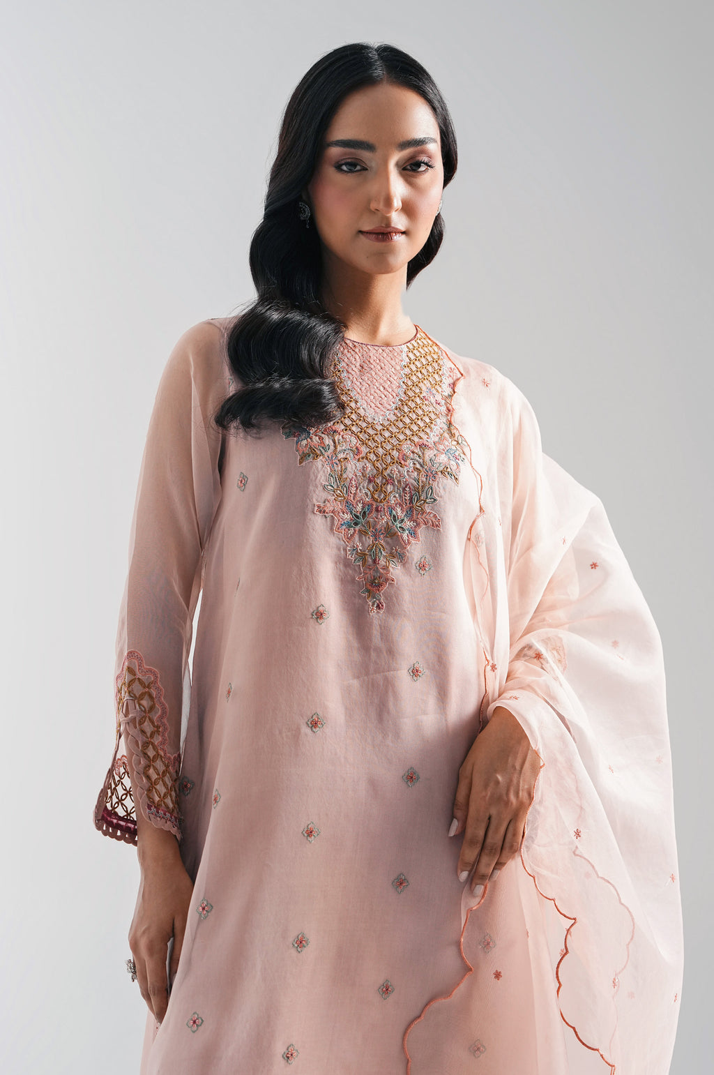 UNSTITCHED EMBROIDERED SUIT