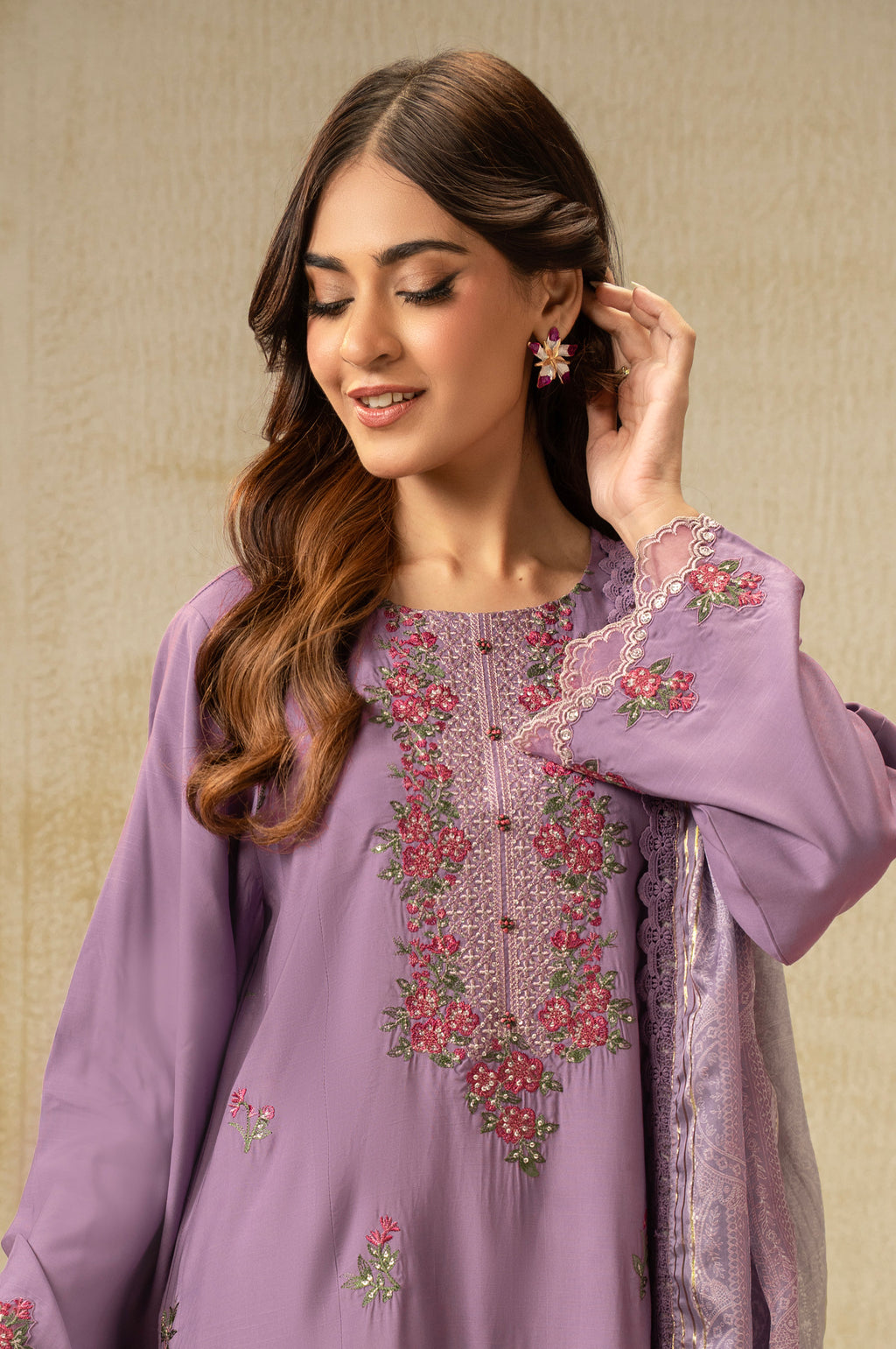 UNSTITCHED EMBROIDERED SUIT