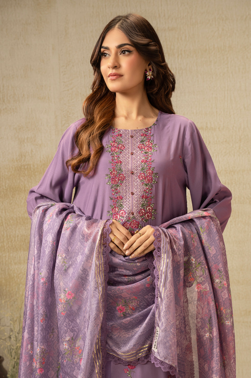 UNSTITCHED EMBROIDERED SUIT