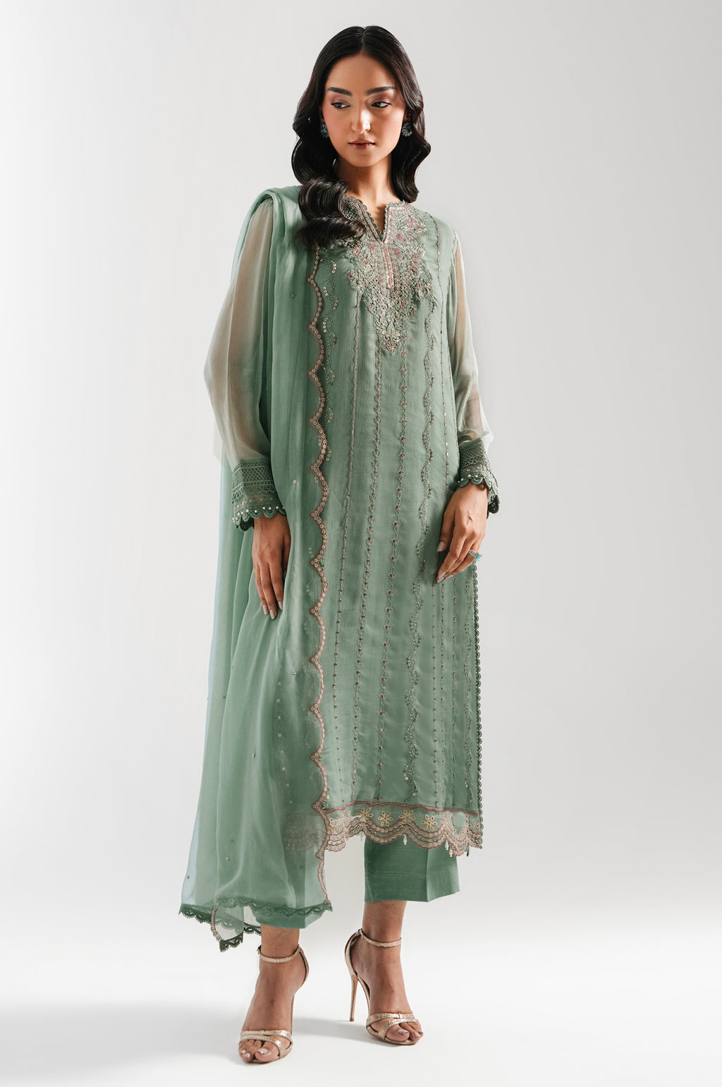 UNSTITCHED EMBROIDERED SUIT
