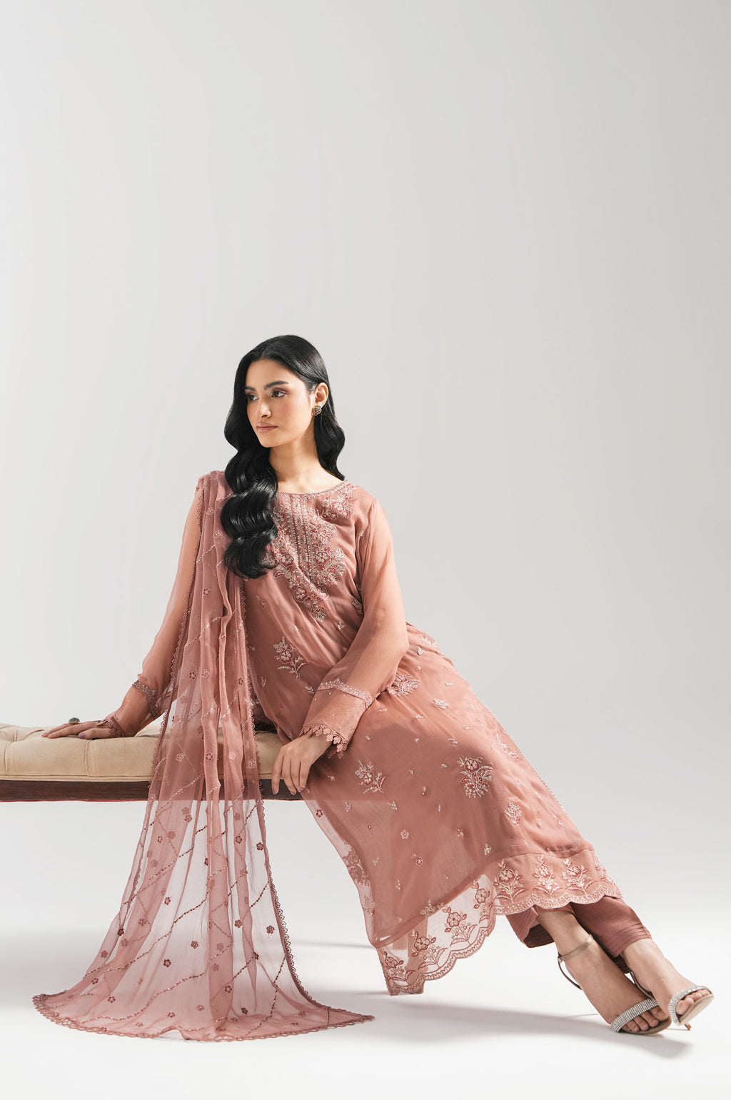 UNSTITCHED EMBROIDERED SUIT