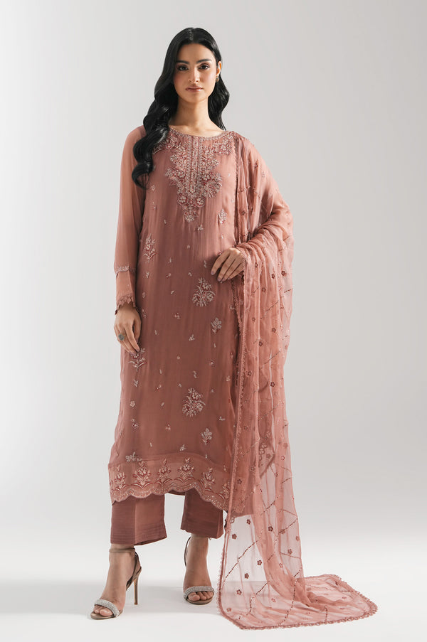 Unstitched 3 Piece Embroidered Chiffon Suit