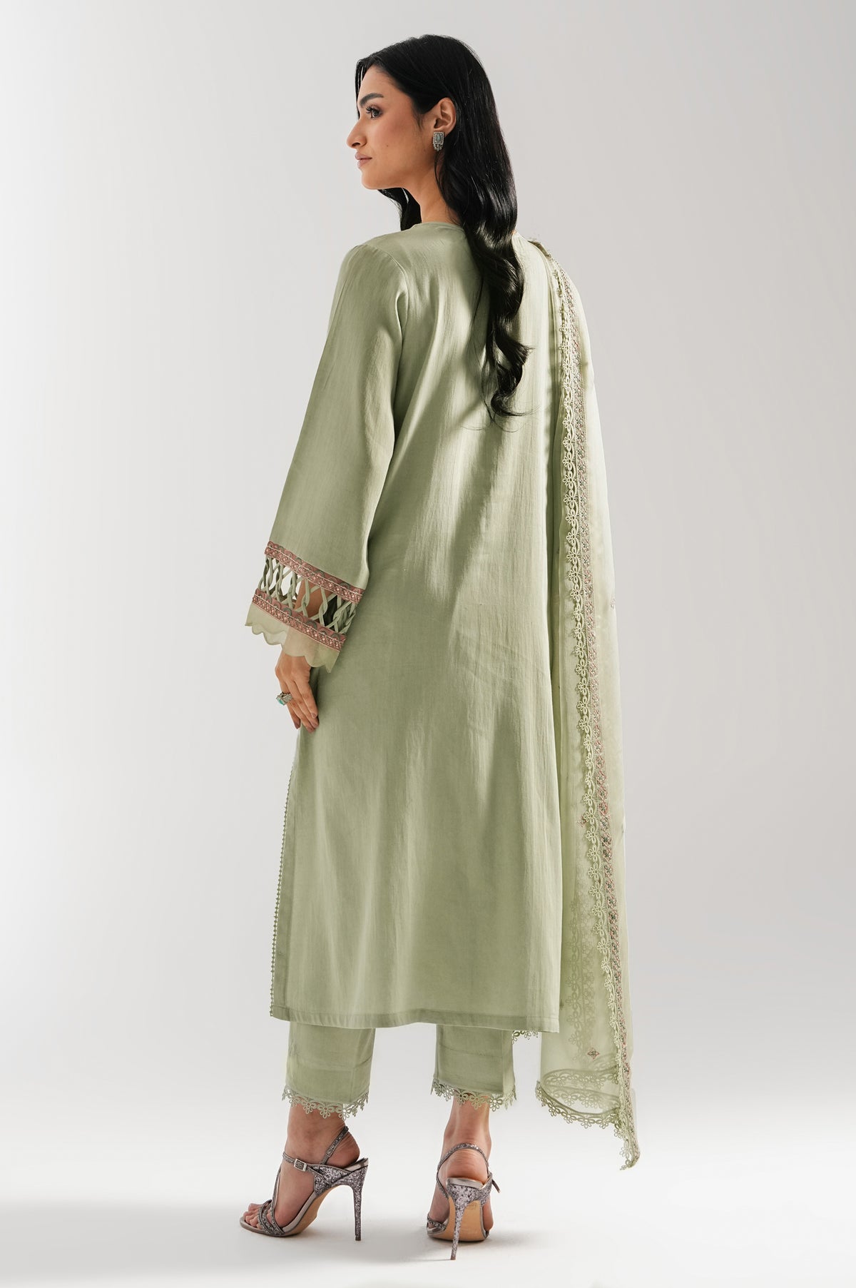 EMBROIDERED COTTON SATIN UNSTITCHED 3 PIECE SUIT