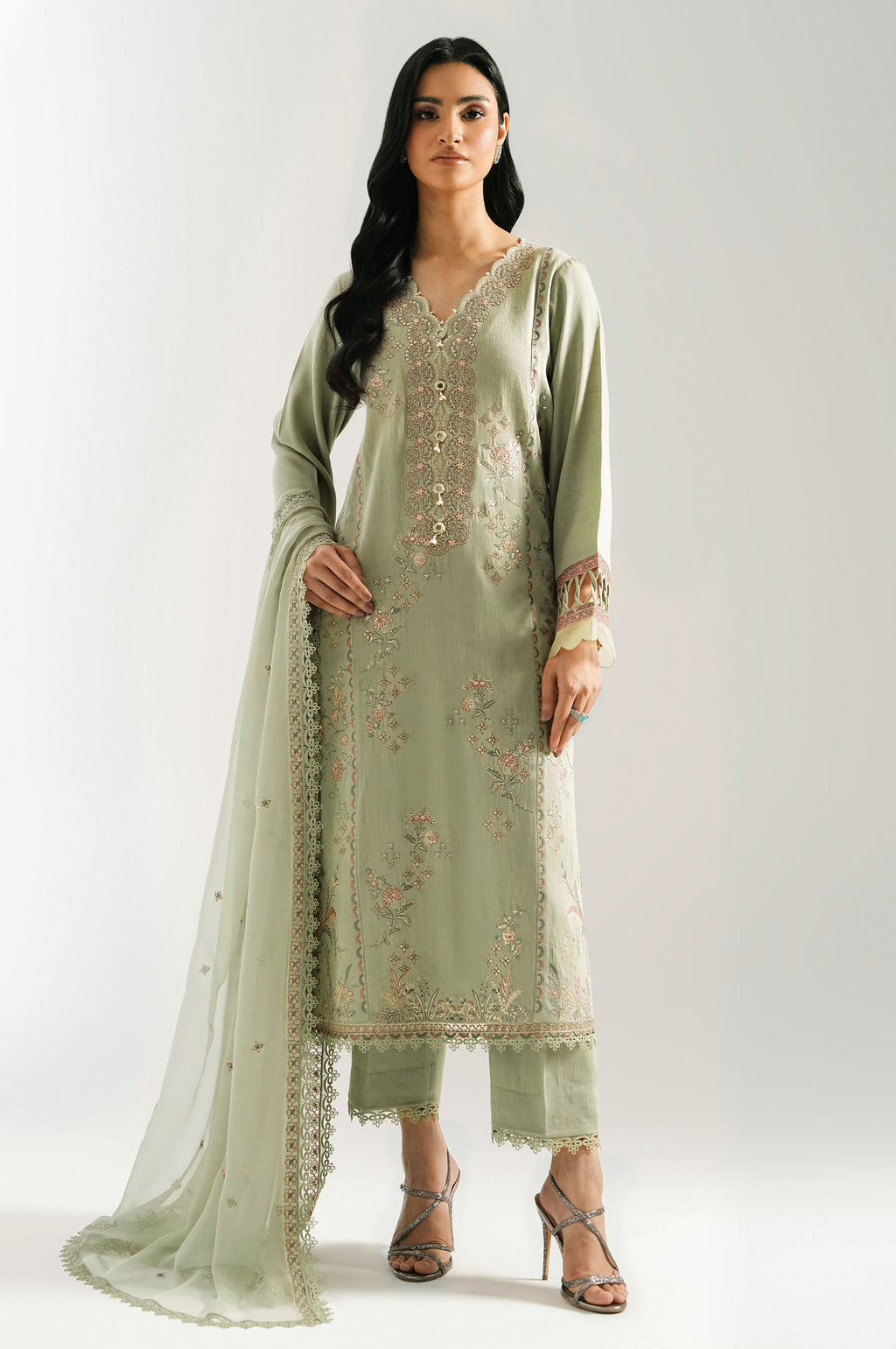 UNSTITCHED EMBROIDERED SUIT