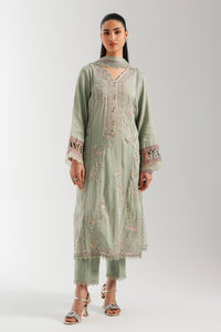 EMBROIDERED COTTON SATIN UNSTITCHED SHIRT BOTTOM