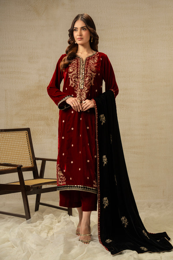 UNSTITCHED EMBROIDERED SUIT