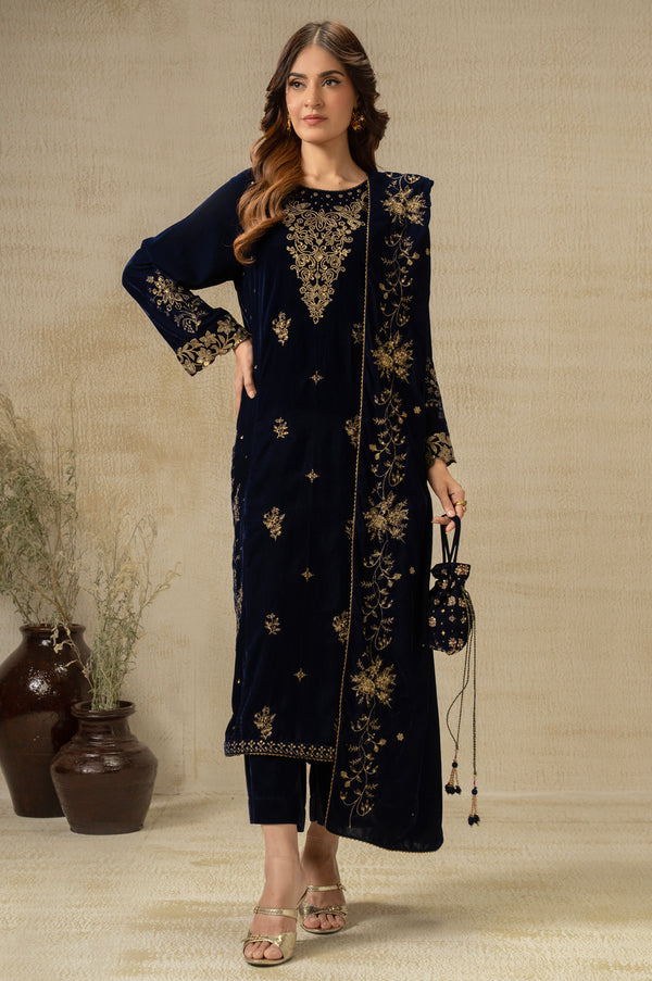 UNSTITCHED EMBROIDERED SUIT