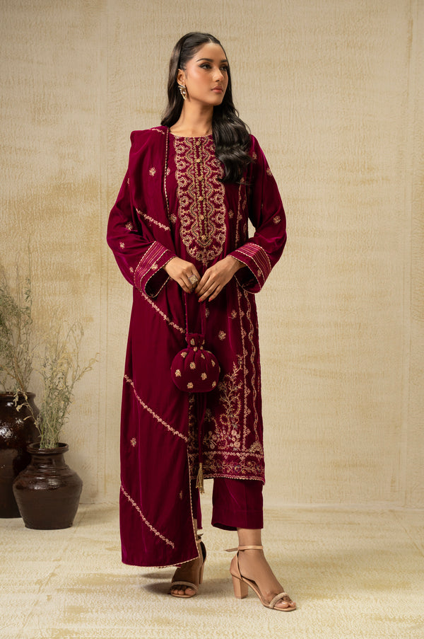 UNSTITCHED EMBROIDERED SUIT