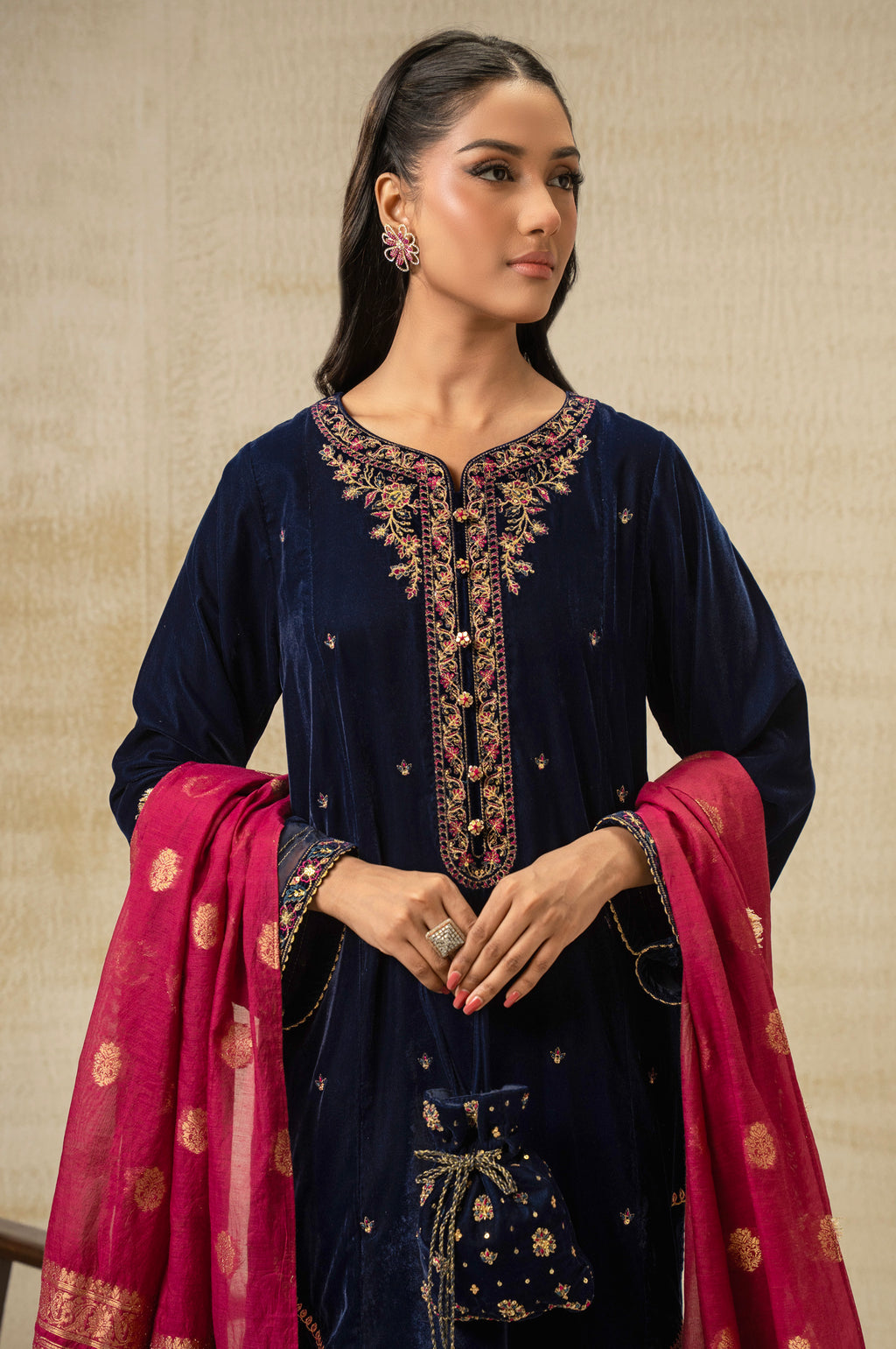 UNSTITCHED EMBROIDERED SUIT