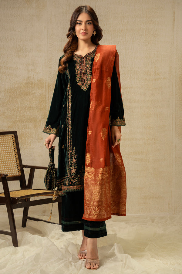 UNSTITCHED EMBROIDERED SUIT