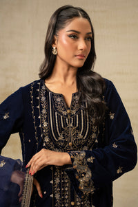 UNSTITCHED EMBROIDERED VELVET SUIT