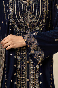 UNSTITCHED EMBROIDERED VELVET SUIT