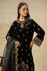 UNSTITCHED EMBROIDERED VELVET SUIT