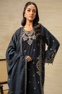 UNSTITCHED EMBROIDERED VELVET SUIT
