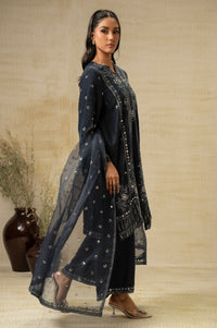 UNSTITCHED EMBROIDERED VELVET SUIT