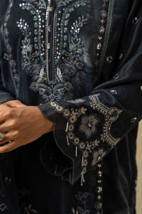 UNSTITCHED EMBROIDERED VELVET SUIT