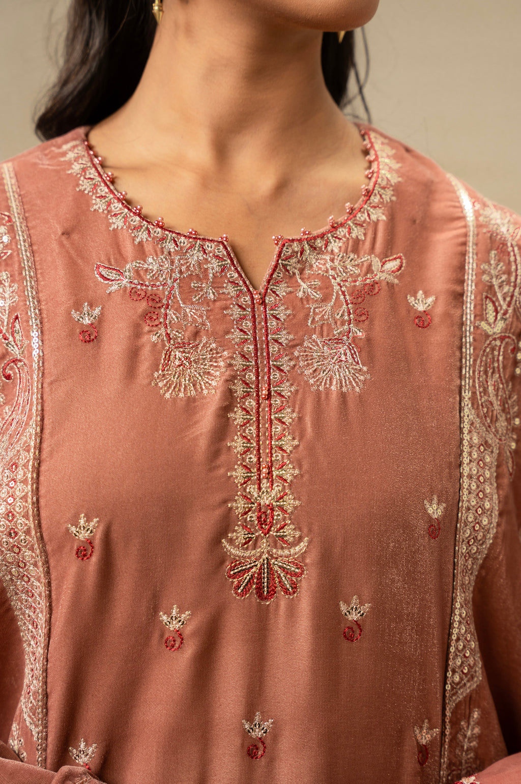 UNSTITCHED EMBROIDERED VELVET SUIT