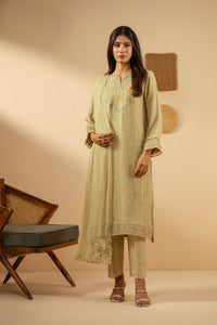 EMBROIDERED CHIFFON UNSTITCHED 3 PIECE SUIT
