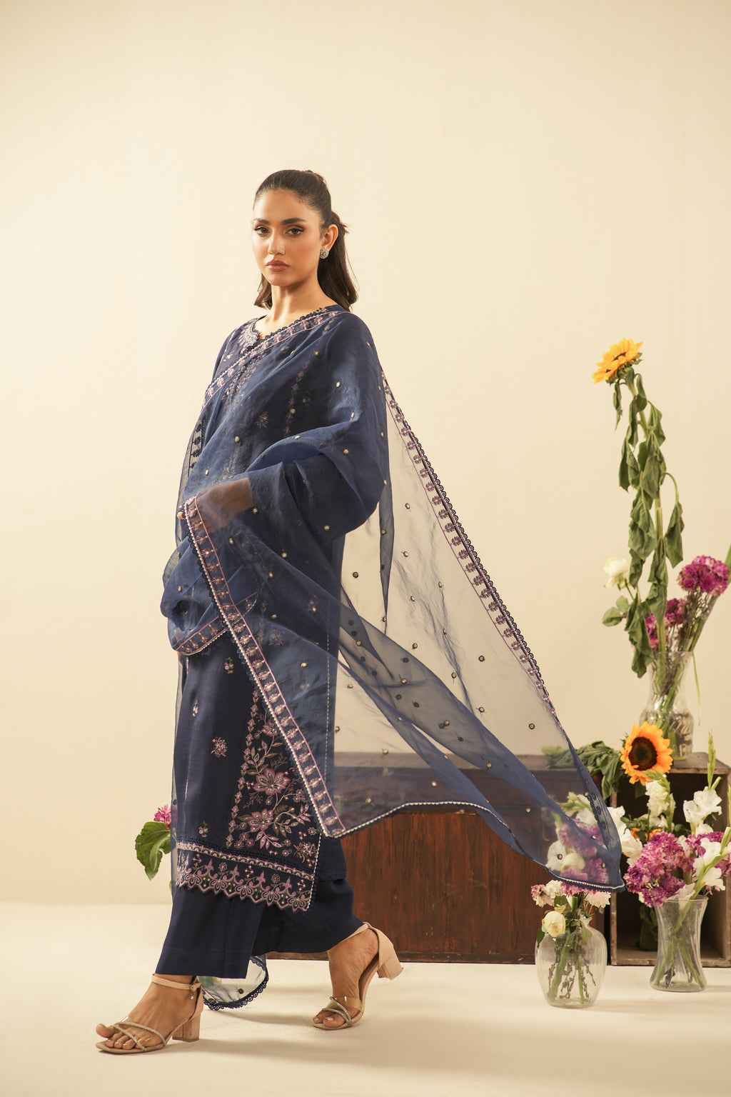 EMBROIDERED RAW SILK UNSTITCHED 3 PIECE SUIT