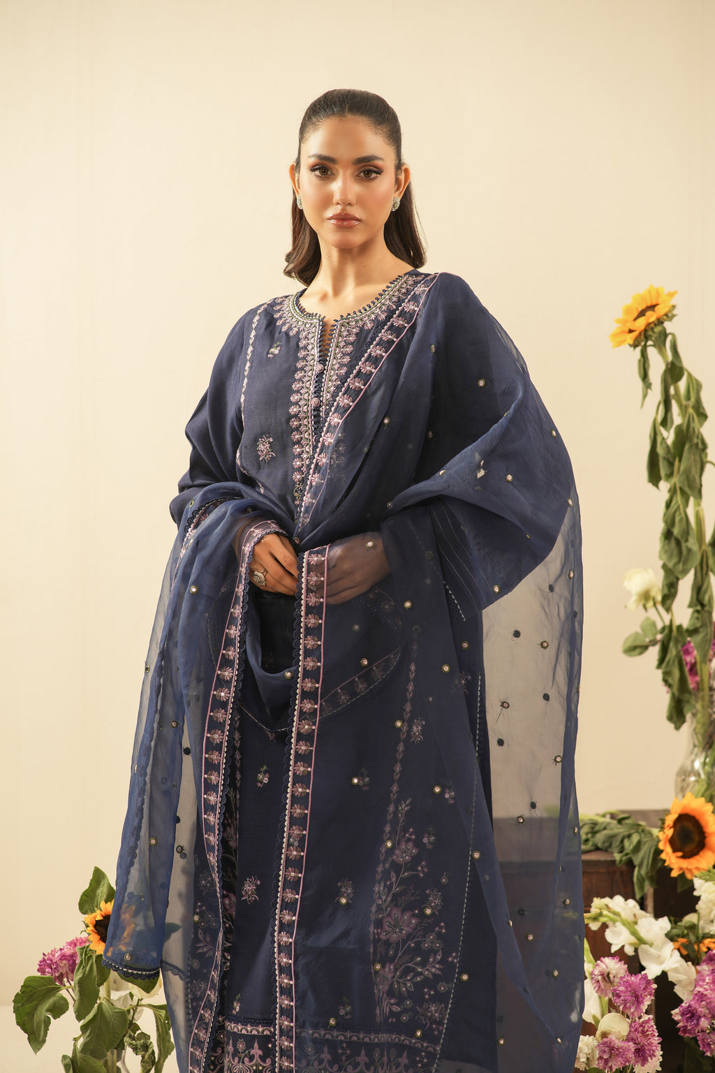 EMBROIDERED RAW SILK UNSTITCHED 3 PIECE SUIT