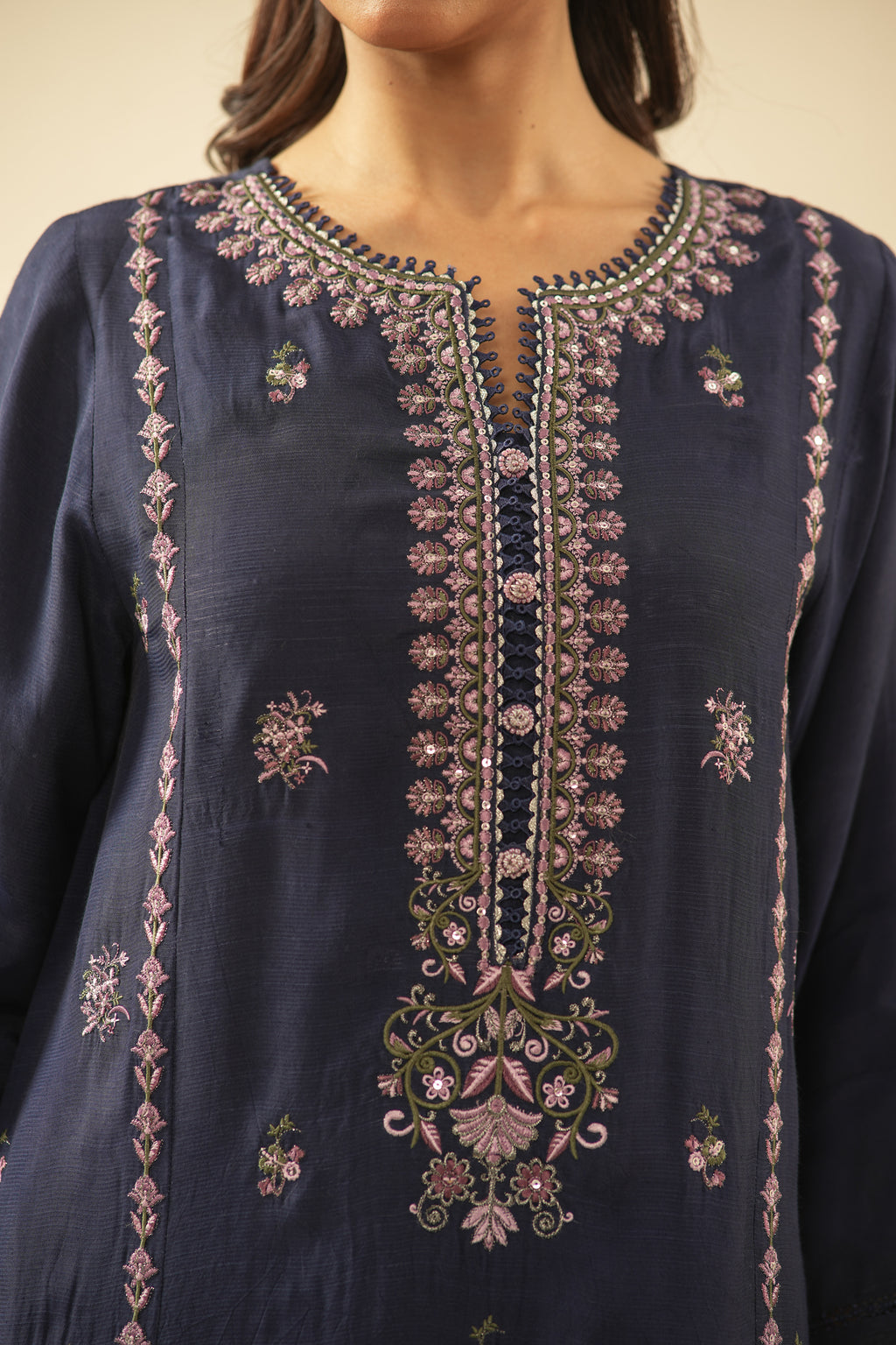 EMBROIDERED RAW SILK UNSTITCHED 3 PIECE SUIT