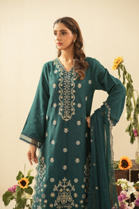 EMBROIDERED COTTON NET UNSTITCHED 3 PIECE SUIT