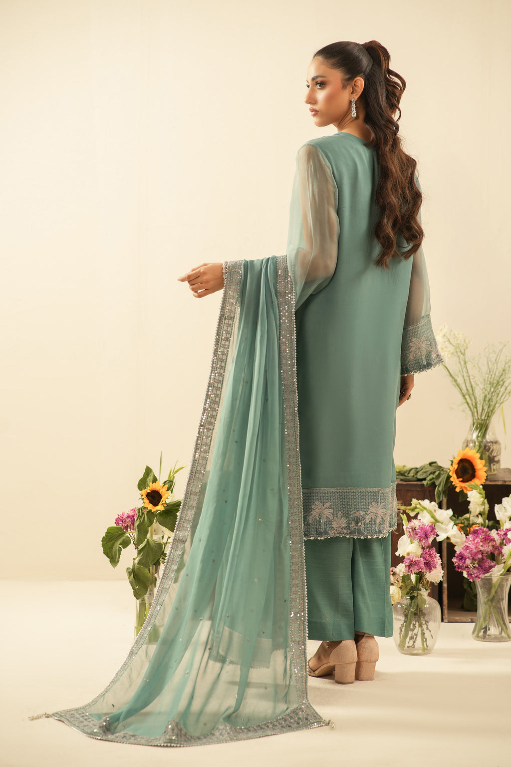 EMBROIDERED CHIFFON UNSTITCHED 3 PIECE SUIT