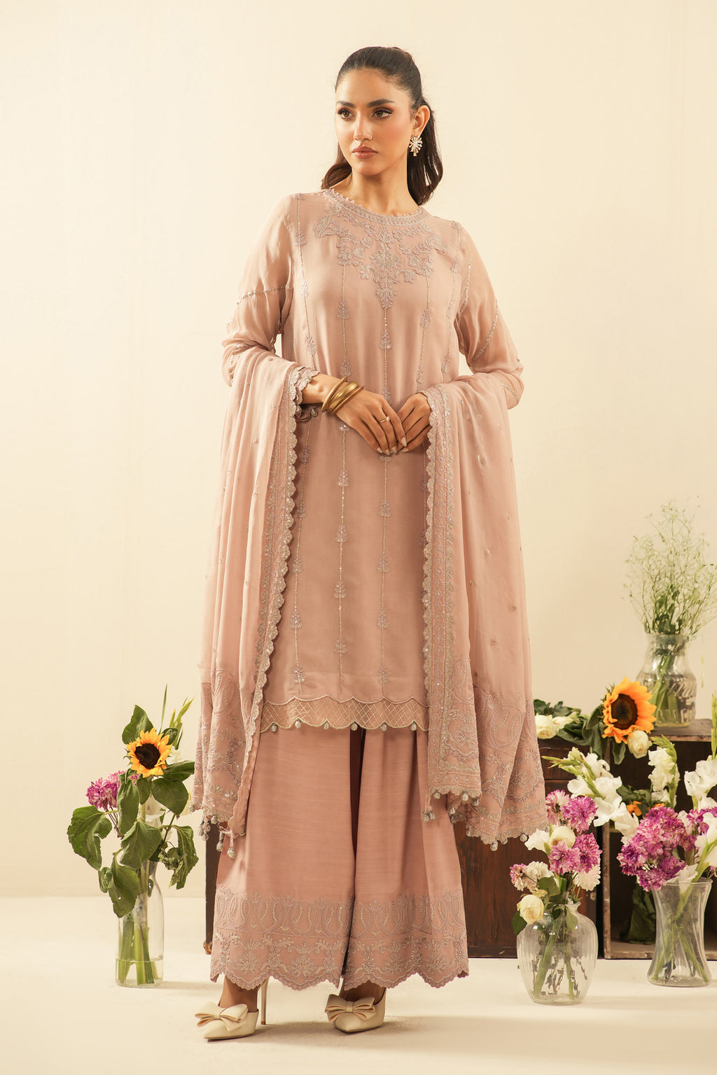 EMBROIDERED CHIFFON UNSTITCHED 3 PIECE SUIT