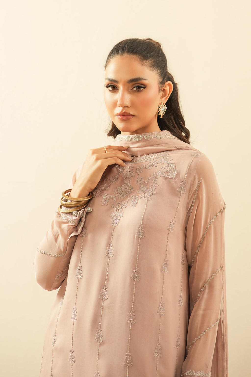 EMBROIDERED CHIFFON UNSTITCHED 3 PIECE SUIT