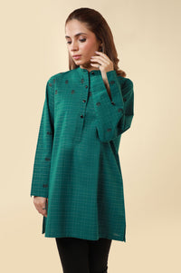 Zeen Yarn Dyed Western Top - Teal Green