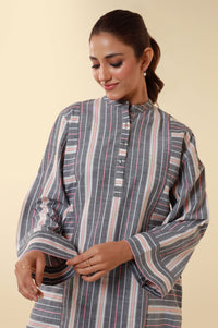 Zeen Yarn Dyed Western Top - Dark Grey