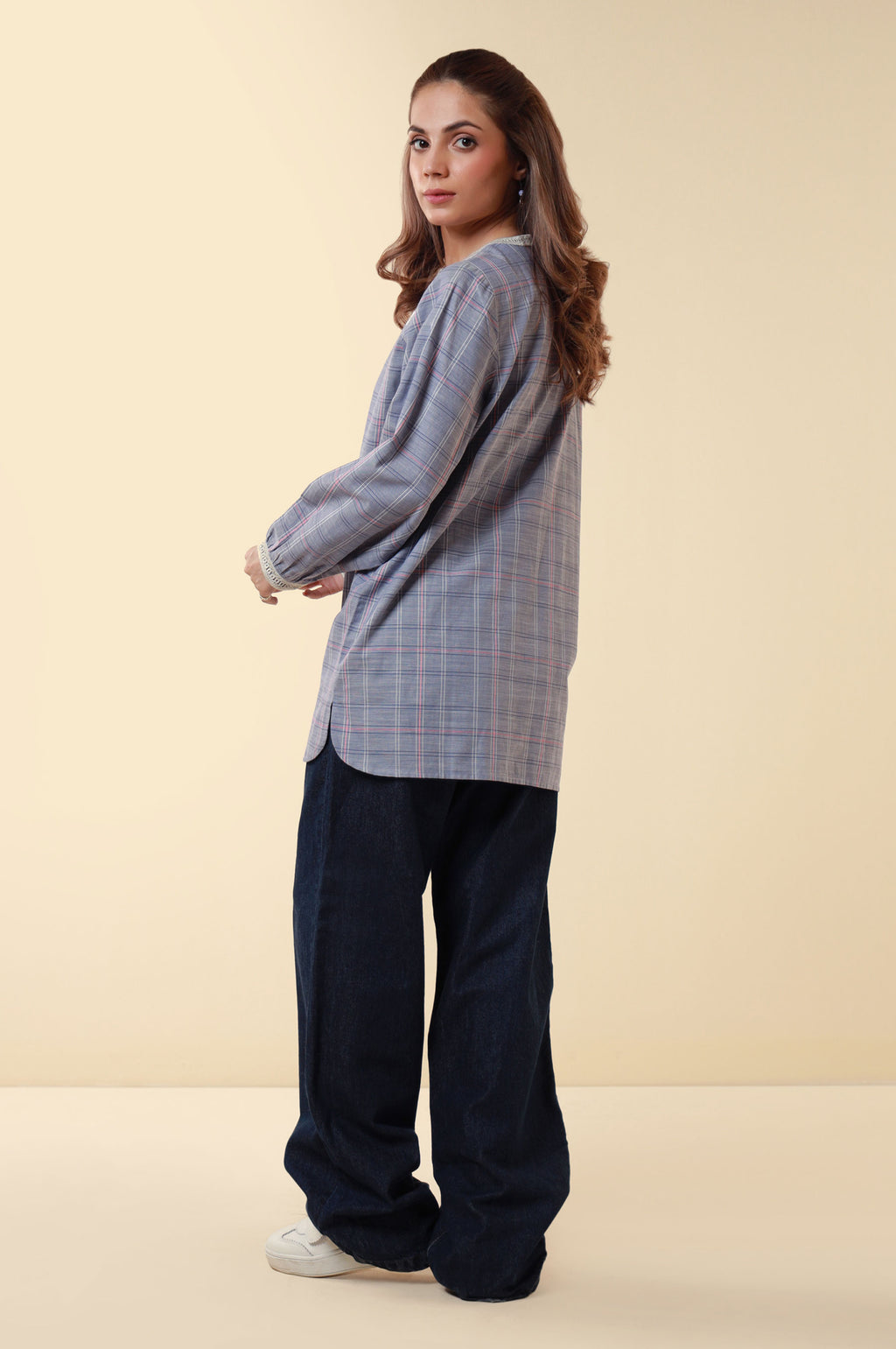 Zeen Yarn Dyed Western Top - Ice Blue