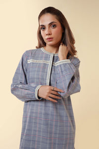 Zeen Yarn Dyed Western Top - Ice Blue