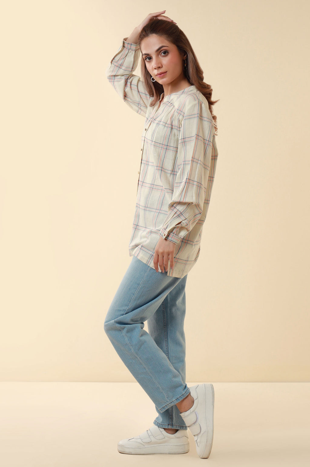 Zeen Yarn Dyed Western Top - Off White
